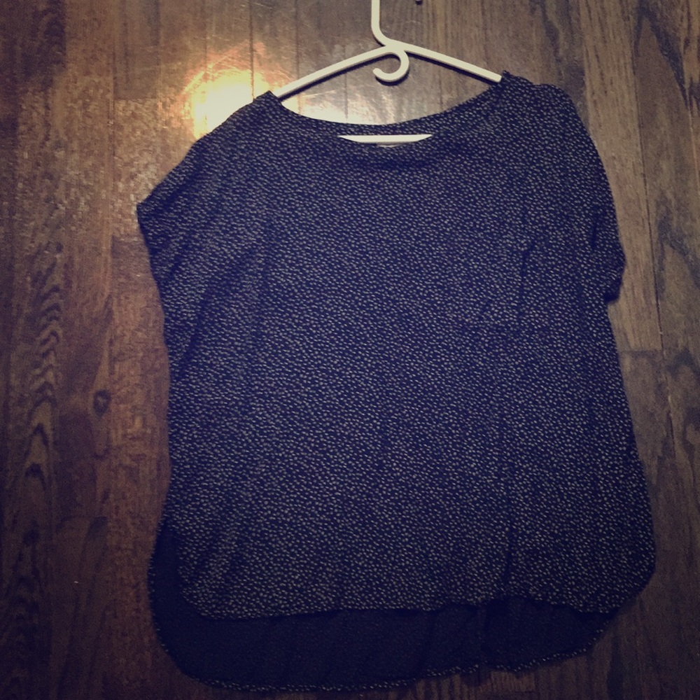 Black flowy blouse flecked with grey large